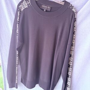 Royalty For Me Black Sweater with White Accents